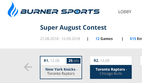 BurnerSports. DFS with trivia based contests. 2018 - now